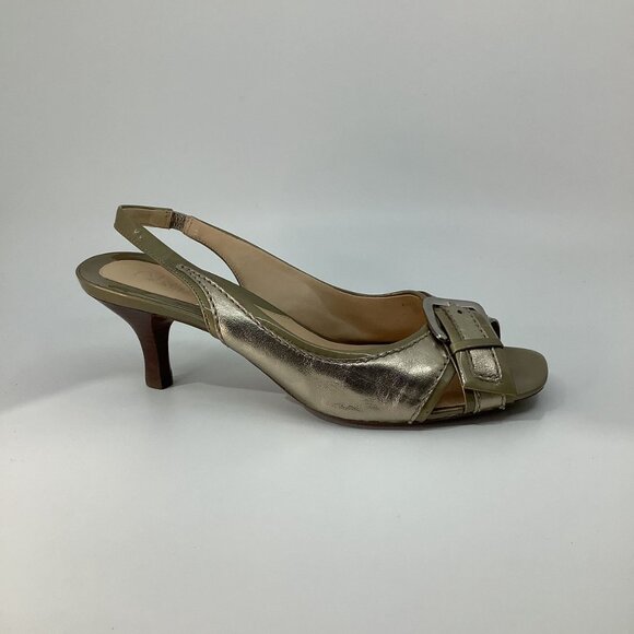 Cole Haan Golden Slingback Heels - Picture 2 of 8